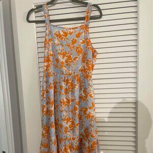 Blue and orange high neck dress